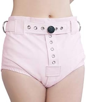 Pink Lockable Diaper Cover Pants - Anti Diaper Removal ABDL Adult Baby Pants with Segufix Lock (L)