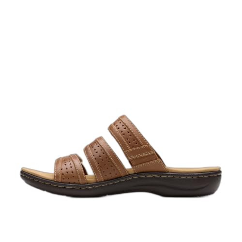 Clarks Lässige Damen-Sandalen, Hellbraunes Leder, 7.5 Narrow
