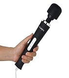 iLuxjoy FDA Approved Handheld Power Wand Massager with Cord Deep Tissue Massager Relieves Muscle Tension Body Aches Pains Sports Recovery 10-Speed Vibrations (Black Color)