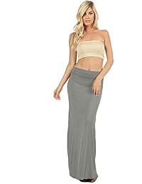 Ropa NioBe Maxi falda para dama, color liso, largo hasta el tobillo, drapeado casual