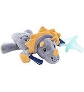 Dr. Brown's Baby Lovey Pacifier Holder & Teether Clip, Soft Plush Stuffed Animal Triceratops Paci...