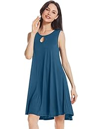 AUPYEO Vestido sin mangas liso sin mangas, sin mangas, estilo casual, para mujer