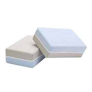Yoga Blocks 2Pack Set Double Color for Women 9″ 6″ 3″ High Density Non Slip Sturdy Durable EVA Foam Block, No Odor for Yoga Pilates