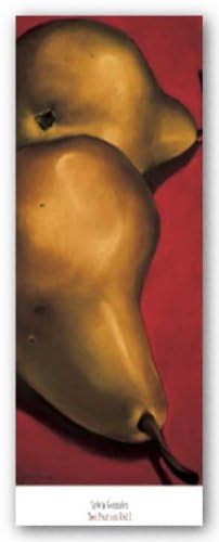 Two Pears on Red I by Sylvia Gonzalez 8"x20" Art Print Poster