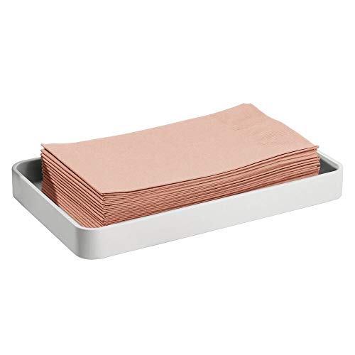 mDesign Modern Decorative Metal Guest Hand Towel Storage Organizer Tray Dispenser, Sturdy Holder for Disposable Paper Napkins - Bathroom Vanity Countertop Organization - Light Gray