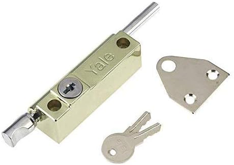 Yale P-124-PB Door Pushbolt, Polished Brass Finish, Standard Security, Visi Packed, suitable for aluminium doors and wooden doors