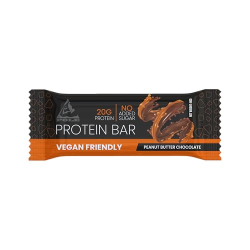 Pole Nutrition Chocolate Protein Bar, 22g Protein, No Added Sugar, 12 x 60g (PEANUT BUTTER CHOCOLATE)