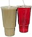 32 Oz. Cafeteria Size Extra Heave Duty Ultra Clear Plastic Cups with Lids for Iced Coffee Bubble Boba Tea Smoothie -Designed With Grip For Car Cup Holder -100 Sets Cup with Flat Lid - Plus 1 reusable Cup set