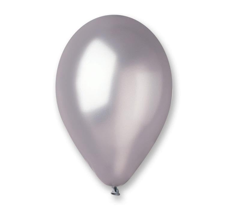 Gemar 100 latex balloons for decorating theme parties or birthday parties. Pearly metallic silver, 10", 26 cm
