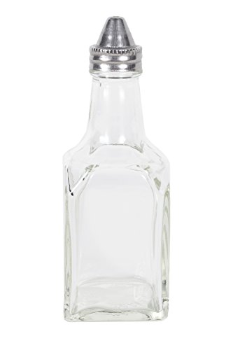CucinaPrime Oil and Vinegar Cruet Bottles 6 Ounce Bottles with Rack Set