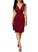 Berydress Women's Classic Cocktail Party Cap Sleeve Deep V Neck Draped Waist Tie Belt Knee-Length Faux Wrap Dress (XL, 6028-Burgundy)