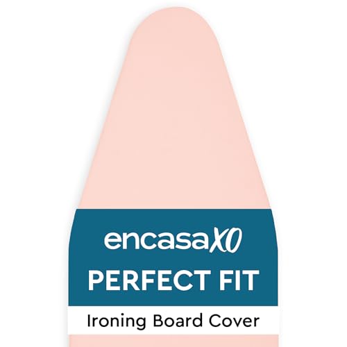Encasa XO Mini Ironing Board Cover with Extra Thick Pad, Plain Colors, Elasticated, (Fits Standard Medium Boards of 112x34 cm) Heat Reflective - Powder Pink