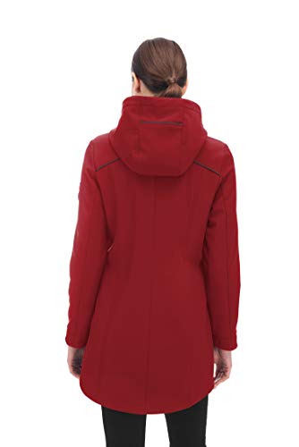 Alpine North Women's Soft-Shell Jacket Lightweight Water Repellent Long Coat (Small, Cranberry) - Thumbnail 2