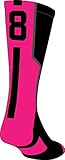 TCK Player Id Black/Neon Pink Custom Number Crew Sock