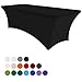 Eurmax USA 4Ft Rectangular Fitted Spandex Tablecloths Wedding Patio Table Covers Event Stretchable Tablecloth (Black)