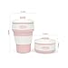 InnoE Collapsible Portable Coffee Cup for Home Office Outdoor Camping Hiking Picnic Tea Cup, Leak-proof Design, BPA Free Food-grade Silicone (Pink)