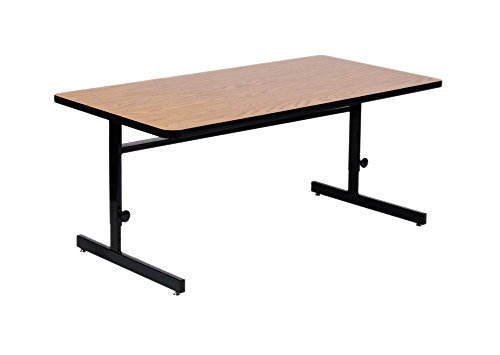 Adjustable Height Computer Station Table (30 in. x 72 in./Med Oak)