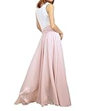 Melansay Beatiful Bow Tie Summer Beach Chiffon High Waist Maxi Skirt XXL,Nude Pink