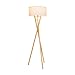 Brightech Harper LED Tripod Floor Lamp – Wood, Mid Century Modern Light for Contemporary Living Rooms - Tall Standing, Rustic Lamp for Bedroom, Office, Kids Room