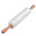 Flexzion White Marble Rolling Pin, 10-inch with Wooden Handle and Holder Base Stand, Marble Rolling Pin for Baking Pastry Pizza Dough Roller Fondant Cookie Pie Crust Pasta Bakery Roller Pin