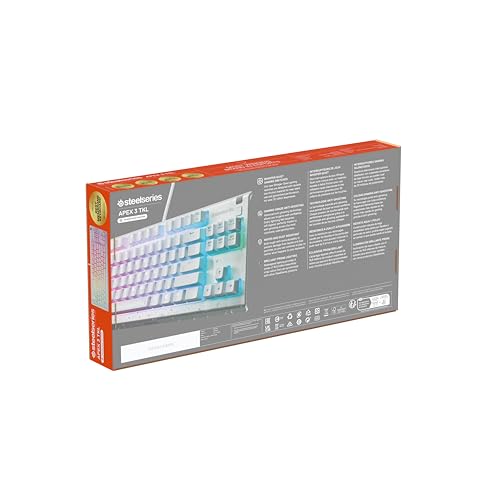 SteelSeries Apex 3 TKL White RGB Gaming-Tastatur – Kompakter Tenkeyless-Formfaktor – 8-Zonen-RGB-Beleuchtung – Wasser- und Staubresistenz – Flüsterleise Gaming-Switches - DE Layout QWERTZ 8
