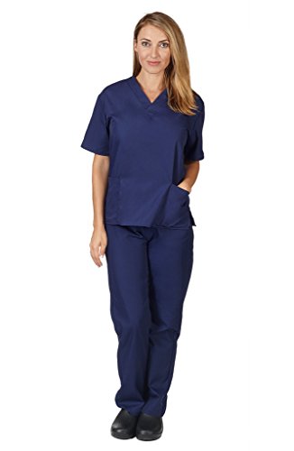 Women s scrub set - medical scrub top and pant, true navy, xx-sma…