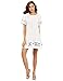 Floerns Women's Embroidered Short Sleeve Casual Shirt Swing Dress White L