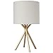 Rivet Gold Bedside Table Desk Lamp with Light Bulb - 18 Inches, Linen Shade