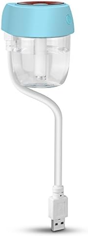 Car Humidifier, Topist USB Essential Oil Aroma Diffuser, Portable Ultrasonic Mini Cool Mist Aroma Humidifier with 7 Colors LED Light for Car Office Home Study Travel, 85ml(Blue) (Blue)