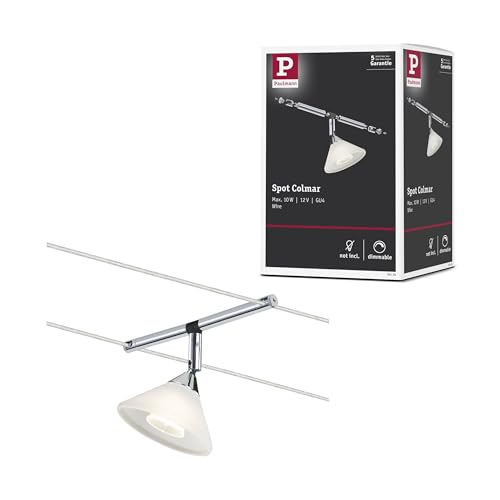 Paulmann 94138 Cable Lighting System – Colmar Spot Light Extension Max 10 Watt Chrome/Satin Wire Cable Lighting System Without Bulbs,8.5 x 16 x 11 cm