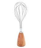 Standing Smiley Whisk For Kids - Stainless Steel With Wooden Handle - A Must-have Whisk For Junior Chef - 7.25
