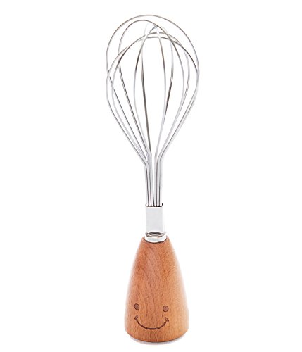 Standing Smiley Whisk For Kids - Stainless Steel With Wooden Handle - A Must-have Whisk For Junior Chef - 7.25