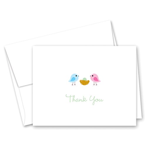 MyExpression.com 50 Cnt Mint Bird Nest Baby Shower Thank You Cards