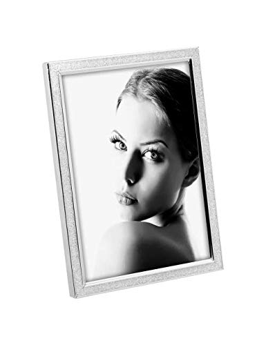 Mascagni - Silver plated metal photo frame with white glitter – photo size 10 x 15 cm