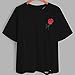 Shensee Tshirt Rose Embroidery Summer Novelty Tees Blouse Short Sleeve (S, Black 2)
