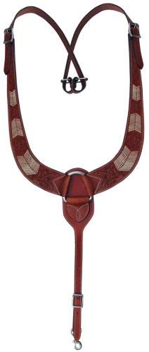 Showman Floral Tooled Leather Pulling Collar w/Rawhide Buck Stitch Inlays! New Horse TACK!