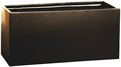PurePots Short Rectangle Cuboid 2420, Modern Large Planter Box - Indoor &amp; Outdoor| Hand Crafted Commercial Grade Fiberglass | UV Resistant Paint (Suede Bronze/ With Drainage Hole(s)/ Large)