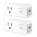 TECKIN Smart Plug Wifi Outlet USB mini Socket Compatible with Alexa, Google Home& IFTTT, Schedule Timer Function Control Electric Allliances Devices, Prevent Overcharging (2 Pack)