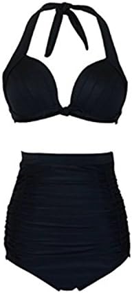 MAQUE Tankini Women Retro Plus Size Vintage Sexy High Waist Bikinis red black dotXXL