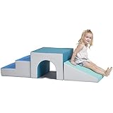 ECR4Kids SoftZone Single-Tunnel Foam Climber, Freestanding Indoor Active Play Structure for Toddlers and Kids, Safe Soft Foam Play Set, Easy to Assemble, Primary Colors