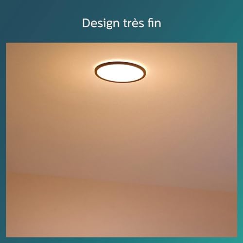 Plafonnier rond à panneau LED SceneSwitch à intensité variable, 3 ambiances différentes, 18W. pour l'éclairage intérieur, le salon et la chambre, noir