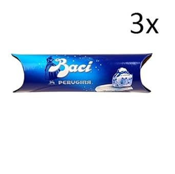 3x Perugina Baci 3 Pralinen mit dunkle Schokolade und Haselnuss Tube 42 g
