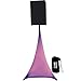 SKRIMS Super Flexible Speaker Stand Cover - Four Way Stretch White Spandex DJ Scrim - 3-Sided Tripod Skirt - 360 Degree Coverage, Cable Management Pass-Thru and Travel Bag