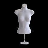 Wet Brush CS-P76660A-19-W Torso Female with Metal Base Body Mannequin, White