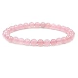 Natural Rose Crystal Gemstone 6mm Round Beads Stretch Bracelet 7