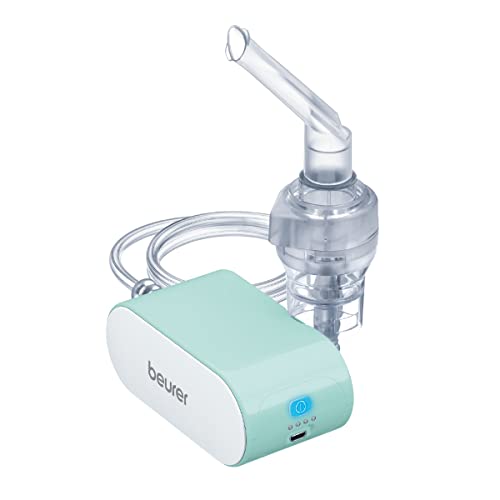 Beurer SR IH 1 Inhalator, Inhaliergerät mit Akku zur Behandlung der oberen & unteren Atemwege, bei Erkältung & Asthma, leise & tragbar, Inhalationsger