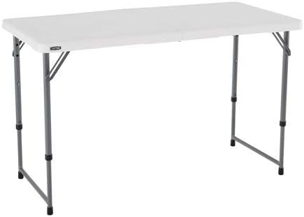 Lifetime 4428 Height Adjustable Craft, Camping and Utility Folding Table, 4 ft White, 2 Pack