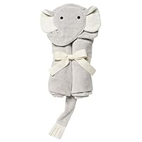 Elegant Baby Top Selling  Bath Gift - Cotton Hooded Towel Wrap, Soft Grey Elephant