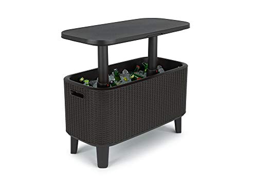 Bevy Bar - Mesa Nevera para Exterior y Jardín, Capacidad 60L, Color Grafito