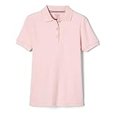 French Toast Big Girls' Short Sleeve Interlock Polo with Picot Collar, Pink, Large/10/12
